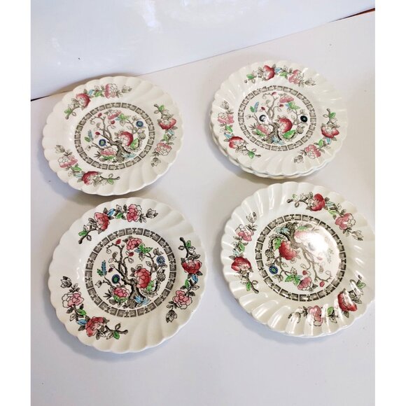 Vintage Myott Hand Engraved Nappies/Dessert Plates Indian Tree 1950's (set of 4) - Picture 14 of 14